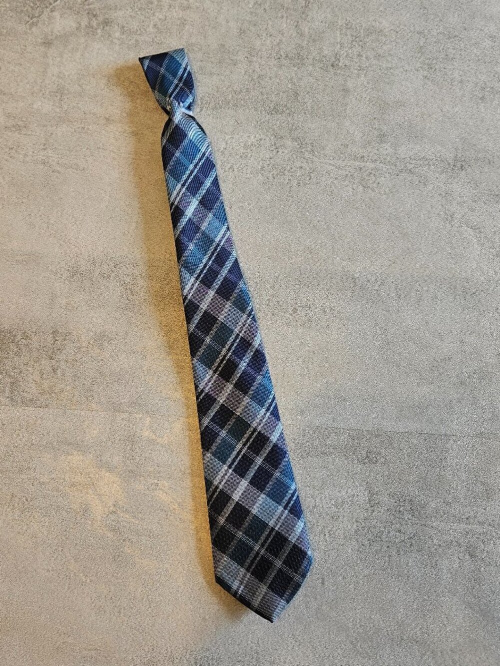 Handmade Polyester Blue Plaid Necktie - NWOT